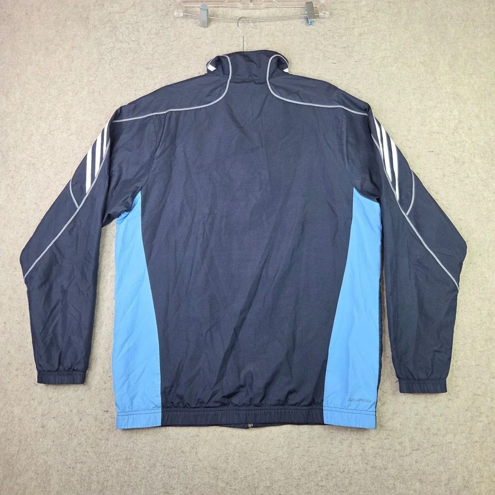 Adidas Windbreaker Track Jacket Mens‎ M Blue Striped Ful Zip Performance